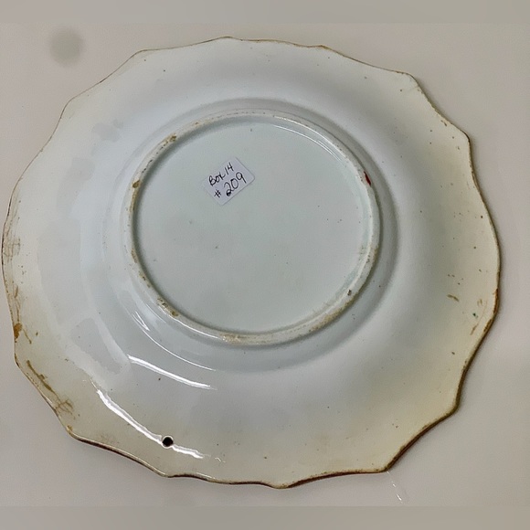 19th Century Antique Gaudy Welsh 12 Sided Scalloped Hand Painted Biscuit Tray - Picture 8 of 12